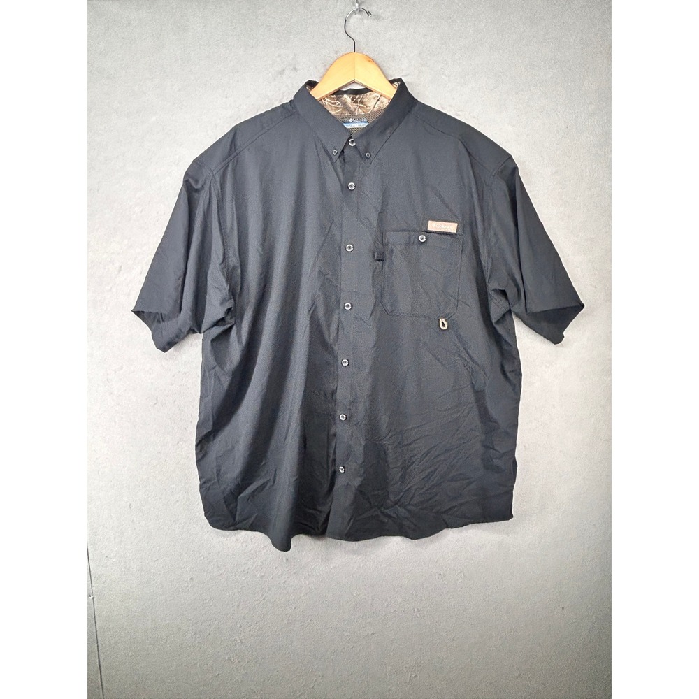 Columbia PHG Short Sleeve Button Down Hunting Shirt Black XXL HM0028